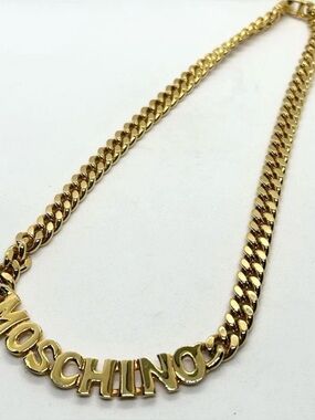 Moschino Gold Letter-Logo Curb Chain Necklace